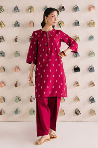 BATIK-2PIECE DHANAK EMBROIDERED SHIRT WITH DHANAK EMB SLEEVES-BIC-15009