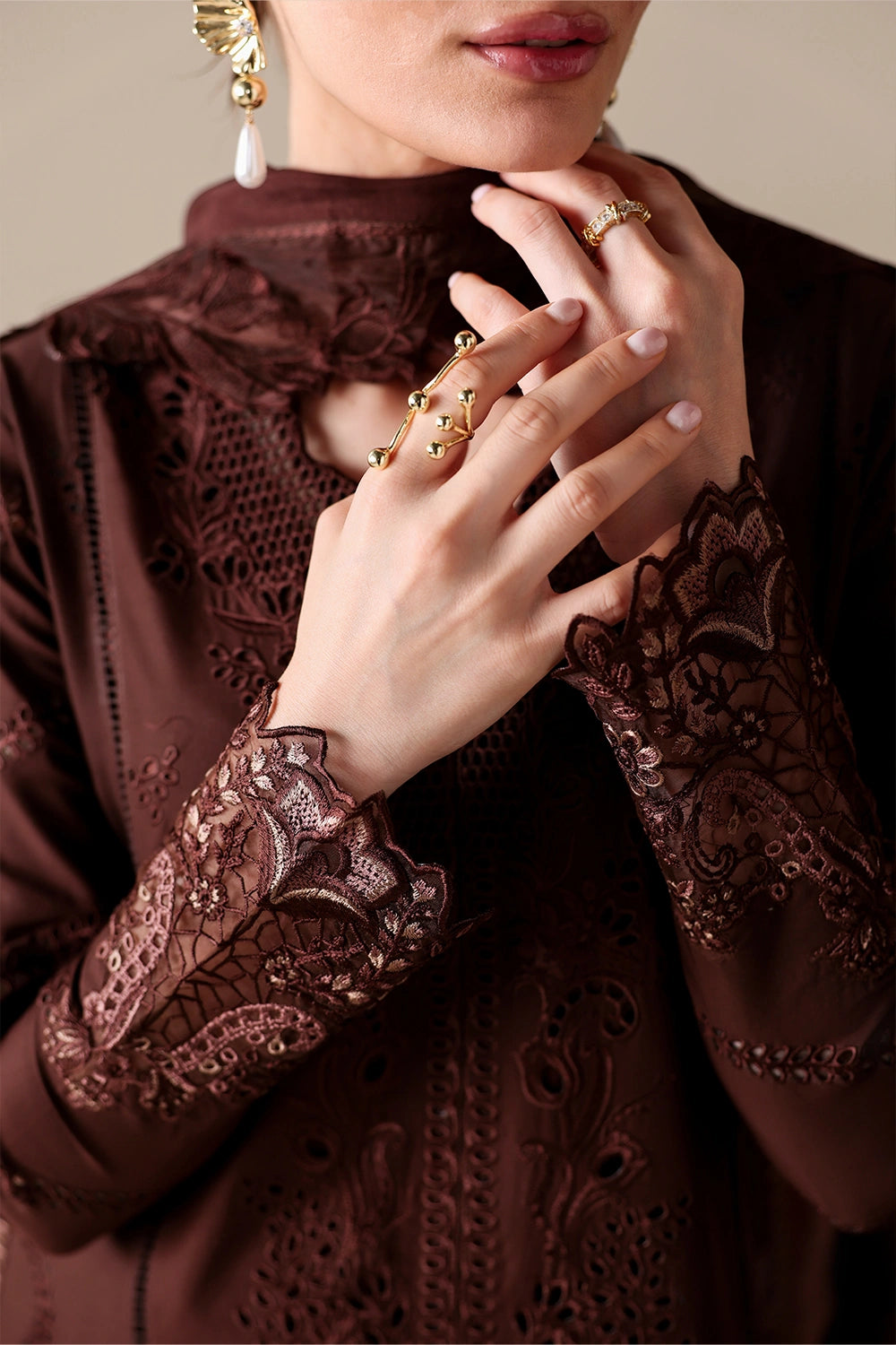 BATIK-3PC DHANAK EMBROIDERED SHIRT WITH WOOL PRINT EMBROIDERED SHAWL AND TROUSER -BIC-5176