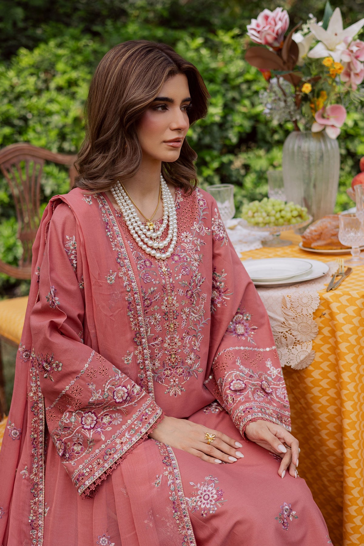 BATIK-3PC DHANAK EMBROIDERED SHIRT WITH CHIFFON EMB DUPATTA AND EMB TROUSER -BIC-5185