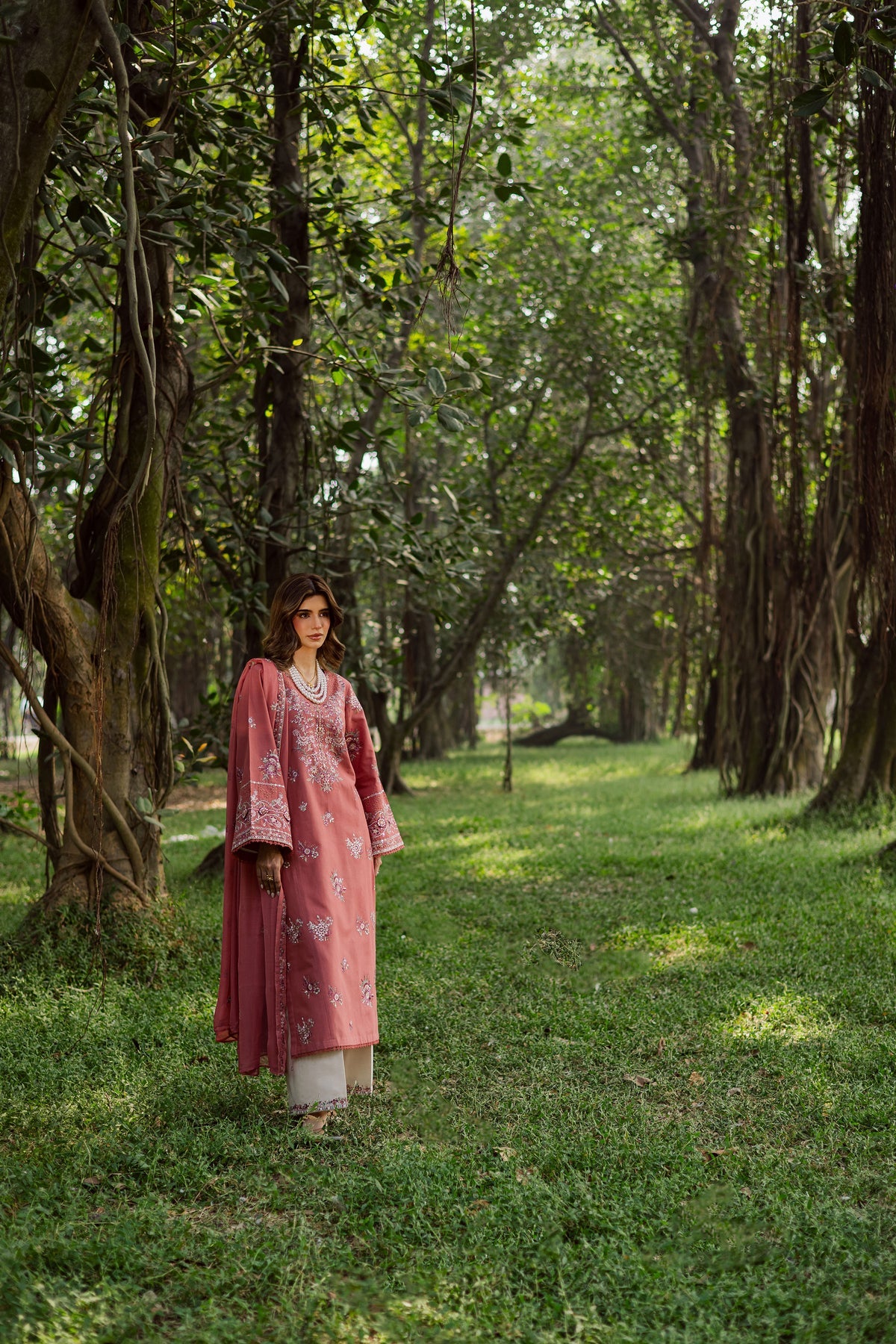 BATIK-3PC DHANAK EMBROIDERED SHIRT WITH CHIFFON EMB DUPATTA AND EMB TROUSER -BIC-5185