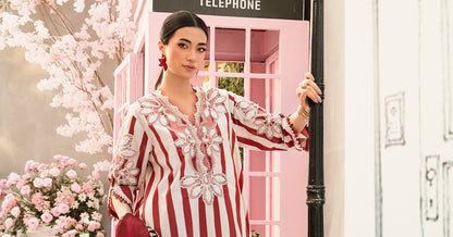 MARIA.B-3PC LAWN EMBROIDERED PRINTED SHIRT WITH CHIFFON PRINT DUPATTA AND PRINT TROUSER-BIC-