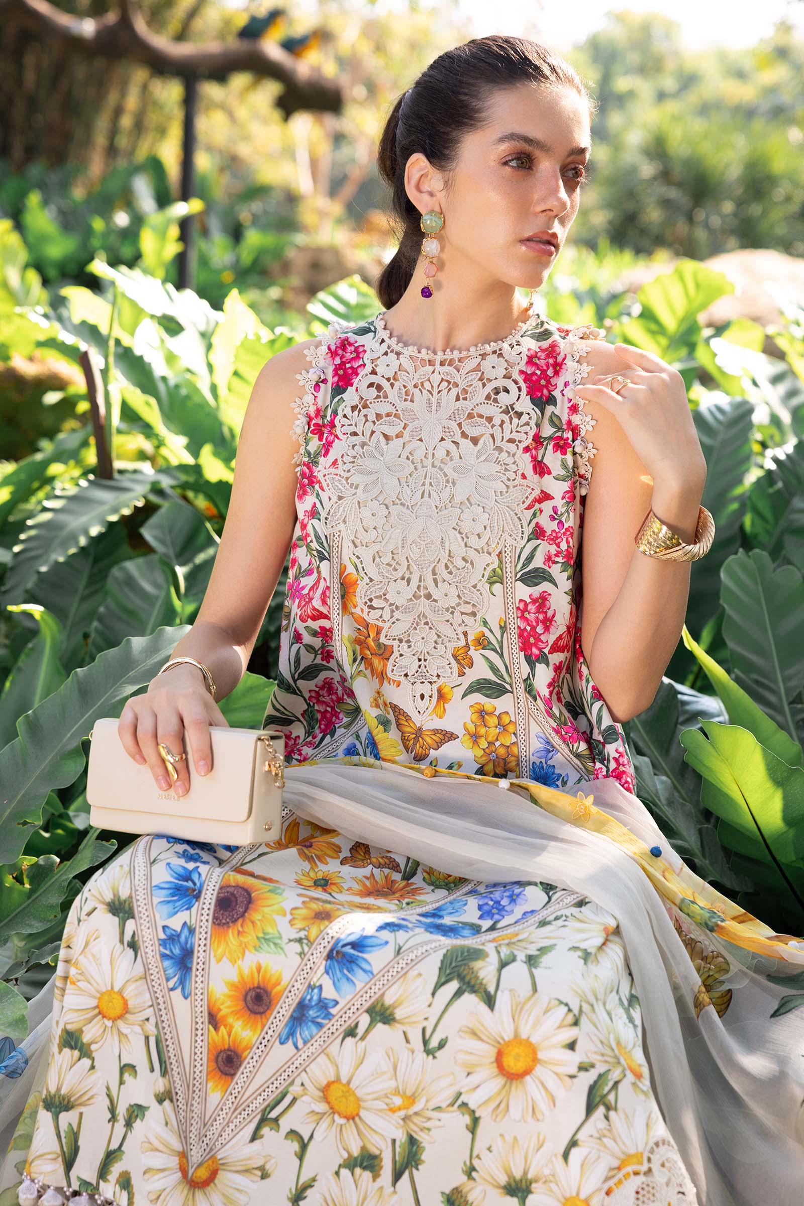 MARIA.B-3PC LAWN DIGITAL PRINTED EMB SHIRT WITH SILK PRINTED DUPATTA AND PRINTED TROUSER-BIC-017