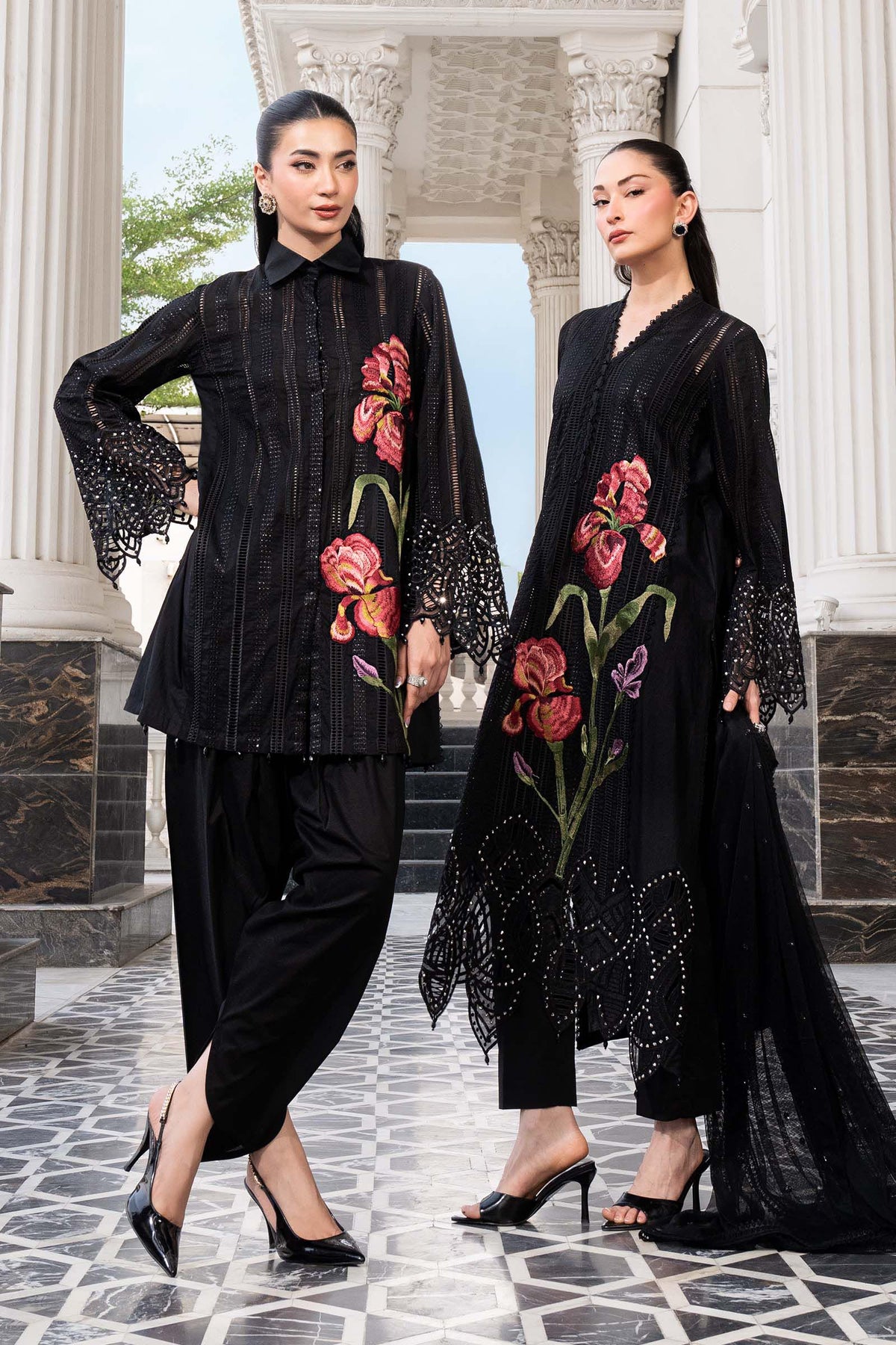 MARIA.B-3PC DHANAK EMBROIDERED SHIRT WITH CHIFFON EMBROIDERED DUPATTA AND TROUSER-BIC-5202