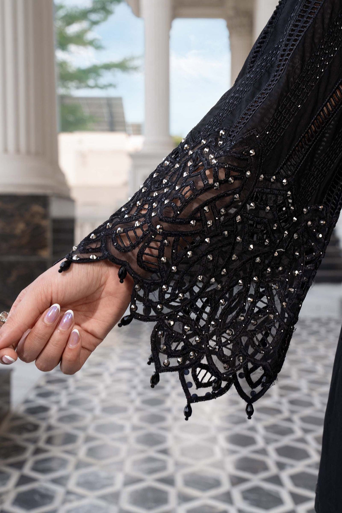 MARIA.B-3PC DHANAK EMBROIDERED SHIRT WITH CHIFFON EMBROIDERED DUPATTA AND TROUSER-BIC-5202
