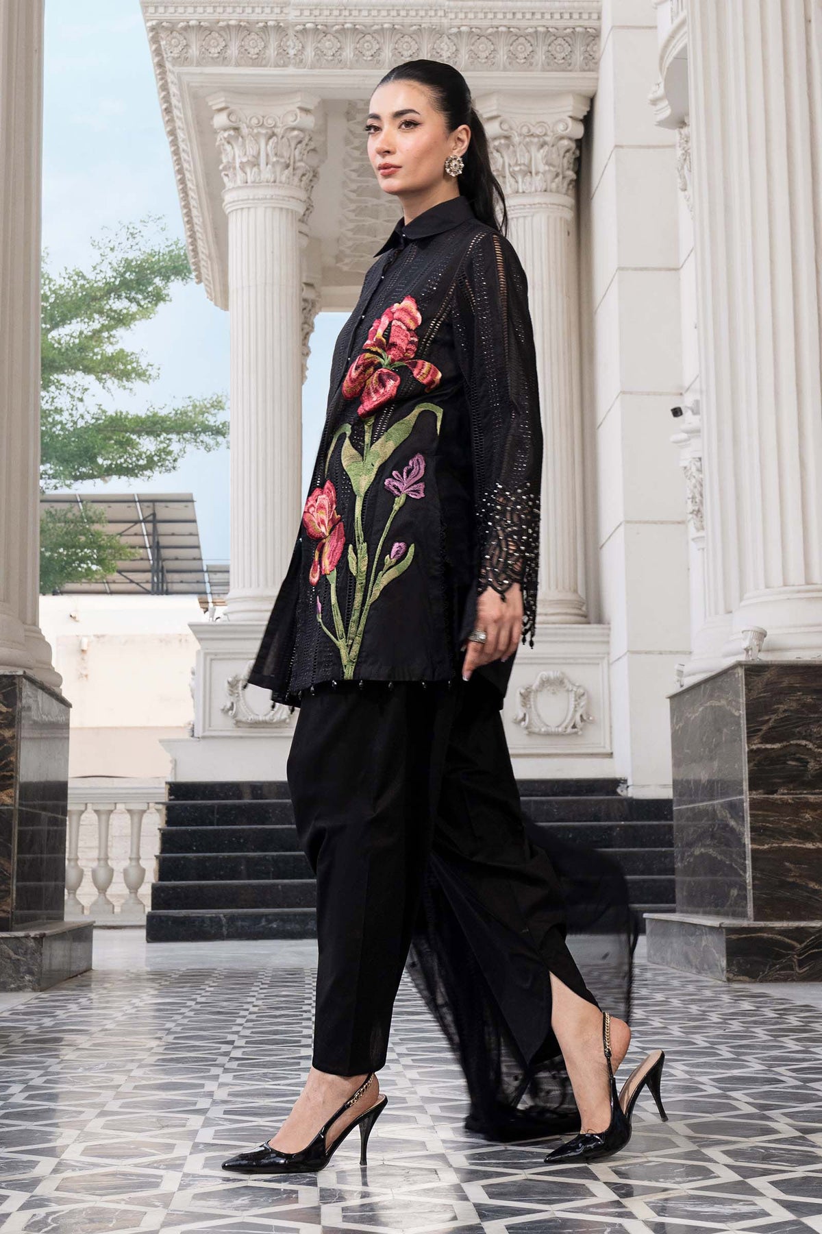 MARIA.B-3PC DHANAK EMBROIDERED SHIRT WITH CHIFFON EMBROIDERED DUPATTA AND TROUSER-BIC-5202