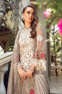 MARIA B- LAWN 3PC CHIKENKARI EMBROIDERED SHIRT WITH ORGANZA EMBROIDERED READY TO WEAR DUPATTA WITH TROUSER -BIC-3429