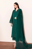 SERAN-3PC DHANAK EMBROIDERED SHIRT WITH SILK EMBROIDERED DUPATTA AND TROUSER-BIC-5196