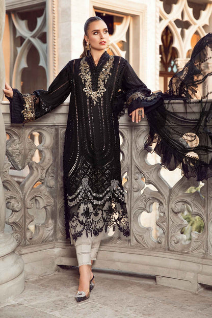 MARIA B- LAWN 3PC EMBROIDERED SHIRT WITH ORGANZA EMBROIDERED   DUPATTA WITH TROUSER -BIC- 3422
