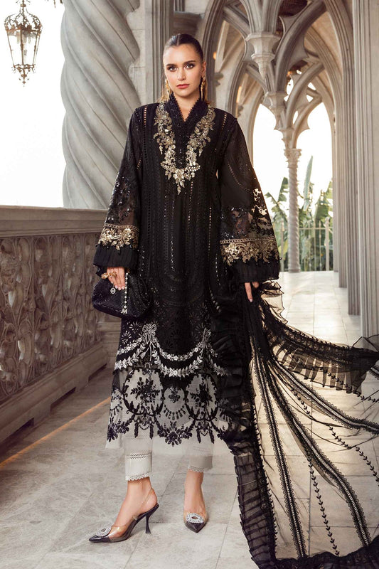 MARIA B- LAWN 3PC EMBROIDERED SHIRT WITH ORGANZA EMBROIDERED   DUPATTA WITH TROUSER -BIC- 3422