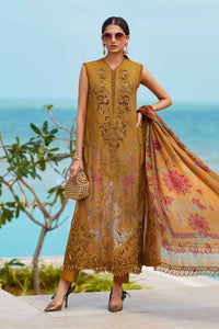 MARIA.B-3PC DHANAK EMBROIDERED SHIRT WITH COUTRAI PRINTED SHAWL AND TROUSER-BIC-5216