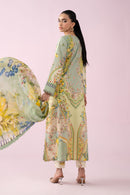 MARIA.B-3PC LAWN PRINTED EMB SHIRT WITH SILK PRINTED DUPATTA AND TROUSER-BIC-037