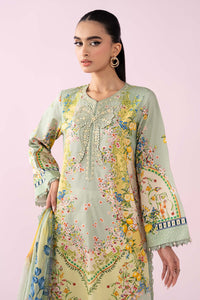 MARIA.B-3PC LAWN PRINTED EMB SHIRT WITH SILK PRINTED DUPATTA AND TROUSER-BIC-037