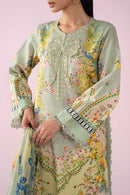 MARIA.B-3PC LAWN PRINTED EMB SHIRT WITH SILK PRINTED DUPATTA AND TROUSER-BIC-037
