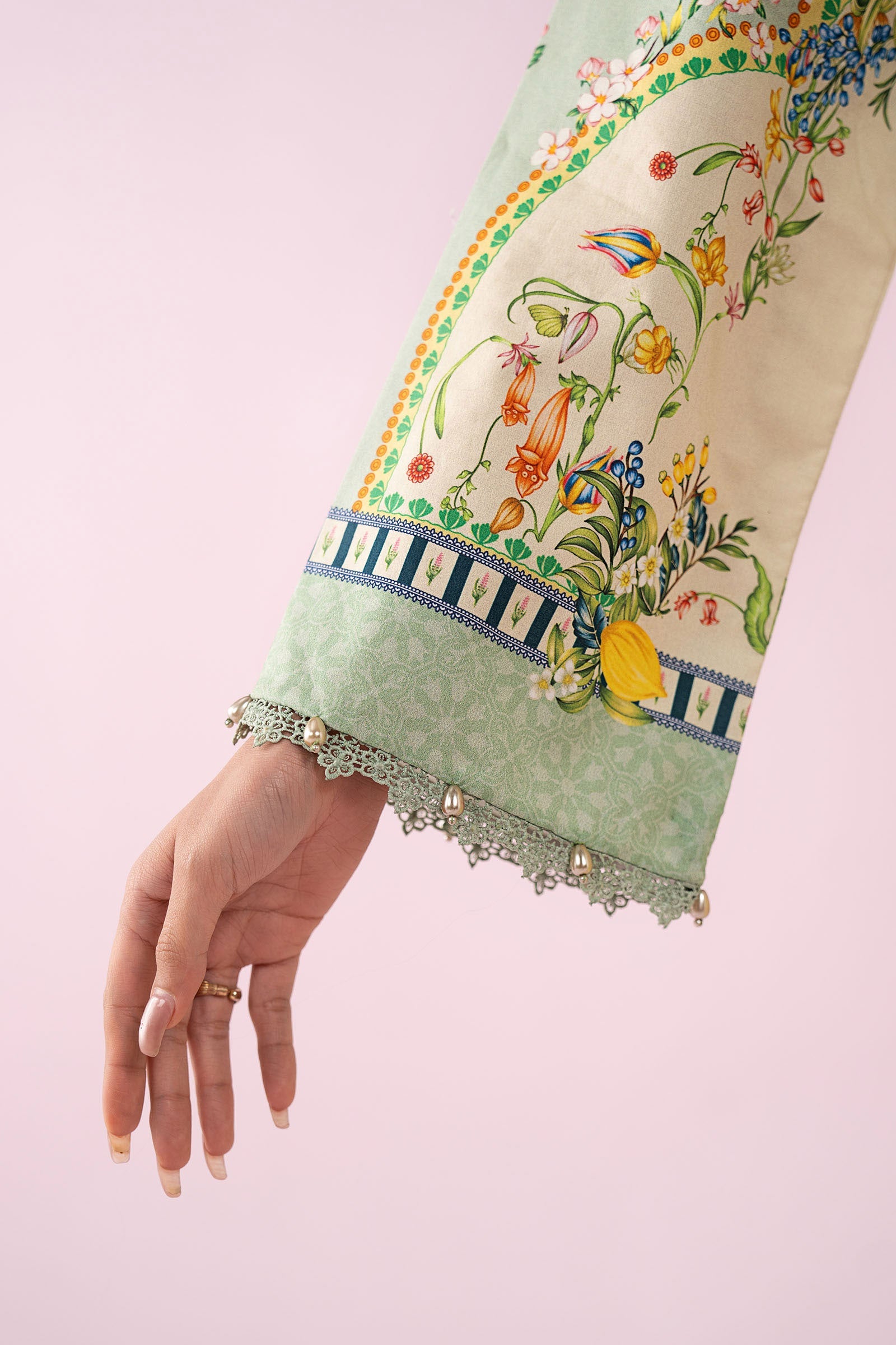 MARIA.B-3PC LAWN PRINTED EMB SHIRT WITH SILK PRINTED DUPATTA AND TROUSER-BIC-037