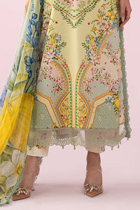 MARIA.B-3PC LAWN PRINTED EMB SHIRT WITH SILK PRINTED DUPATTA AND TROUSER-BIC-037