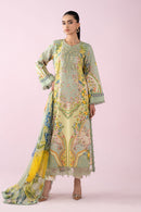 MARIA.B-3PC LAWN PRINTED EMB SHIRT WITH SILK PRINTED DUPATTA AND TROUSER-BIC-037