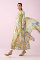 MARIA.B-3PC LAWN PRINTED EMB SHIRT WITH SILK PRINTED DUPATTA AND TROUSER-BIC-037