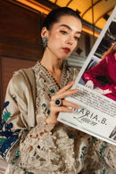 MARIA.B-3PC KHADDAR LASERWORK EMBROIDERED SHIRT WITH COURTRAI PRINTED SHAWL AND TROUSER-BIC-5192