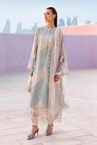 MARIA B-3PC LAWN MULTIPLE SHADES CHIKAN EMBROIDERED SHIRT WITH SELF JACQUARD  EMBROIDERED DUPATTA AND EMB TROUSER-BIC-4836