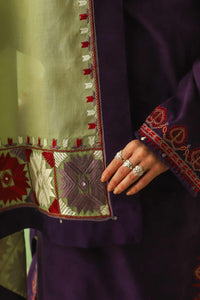 ZARA SHAHJAHAN- 3PC DHANAK EMBROIDERED SHIRT WITH DHANAK EMBROIDERED SHAWL AND EMB TROUSER-BIC-3128