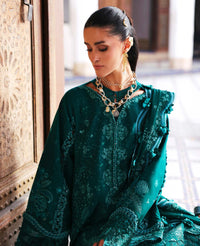 REPUBLIC WOMENSWEAR-3PC DHANAK EMBROIDERED SHIRT WITH DHANAK EMBROIDERED SHAWL AND TROUSER-BIC-5234