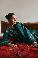 REPUBLIC WOMENSWEAR-3PC DHANAK EMBROIDERED SHIRT WITH COURTRAI PRINTED SHAWL & DHANAK TOUSER-BIC-4251