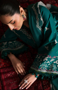 REPUBLIC WOMENSWEAR-3PC DHANAK EMBROIDERED SHIRT WITH COURTRAI PRINTED SHAWL & DHANAK TOUSER-BIC-4251