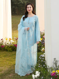 ASIM JOFA- 3PC LAWN EMBROIDERED SHIRT WITH ORGANZA EMBROIDERED DUPATTA AND TROUSER-BIC-4807