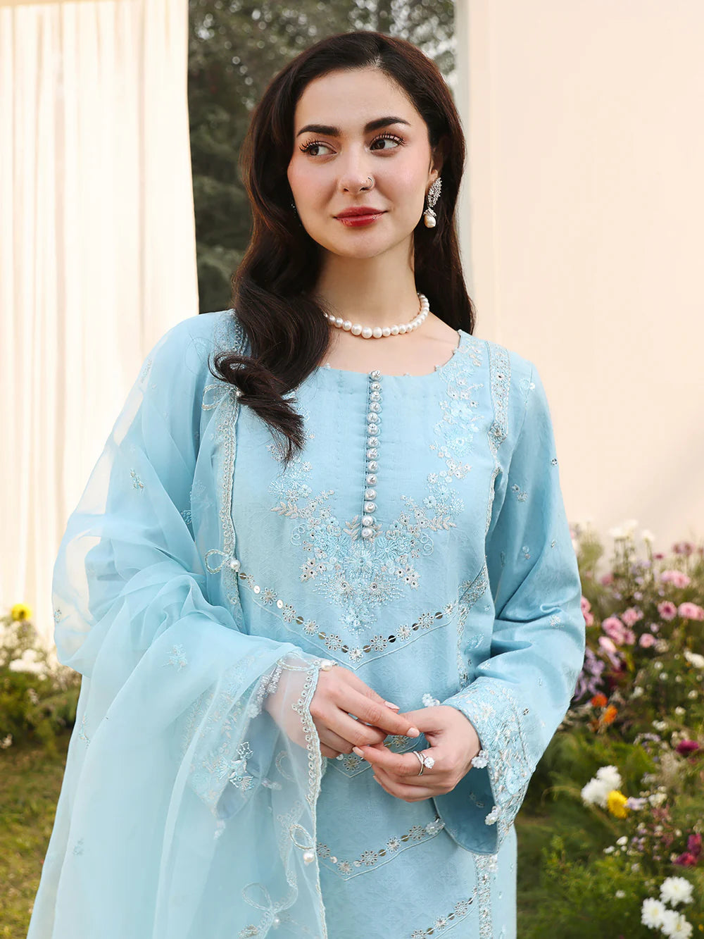 ASIM JOFA- 3PC LAWN EMBROIDERED SHIRT WITH ORGANZA EMBROIDERED DUPATTA AND TROUSER-BIC-4807