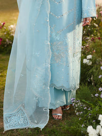ASIM JOFA- 3PC LAWN EMBROIDERED SHIRT WITH ORGANZA EMBROIDERED DUPATTA AND TROUSER-BIC-4807
