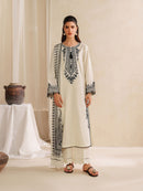 GARNET-3PC KHADDAR EMBROIDERED SHIRT WITH COURTRAI PRINTED SHAWL AND TROUSER-BIC-4307