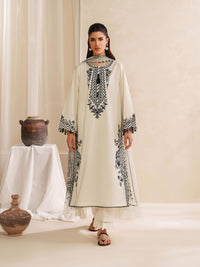 GARNET-3PC KHADDAR EMBROIDERED SHIRT WITH COURTRAI PRINTED SHAWL AND TROUSER-BIC-4307