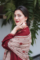 AiSLING-3PC DHANAK EMBROIDERED SHIRT DHANAK EMBROIDERED SHAWL AND EMB TROUSER-BIC-4237