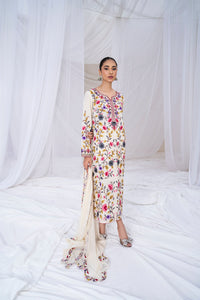 SAPPHIRE-3PC DHANAK EMBROIDERED SHIRT WITH BAMBER CHIFFON EMBROIDERED DUPATTA & TROUSER-BIC-4299