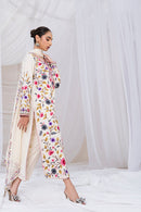SAPPHIRE-3PC DHANAK EMBROIDERED SHIRT WITH BAMBER CHIFFON EMBROIDERED DUPATTA & TROUSER-BIC-4299