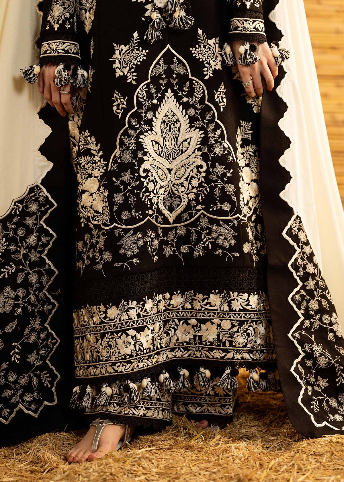 BATIK-3PC DHANAK EMBROIDERED SHIRT WITH DHANAK EMBROIDERED SHAWL AND TROUSER-BIC-5279