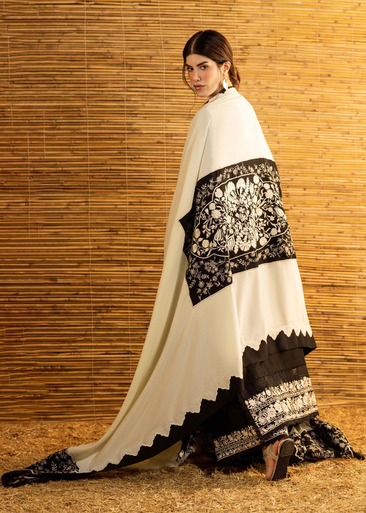 BATIK-3PC DHANAK EMBROIDERED SHIRT WITH DHANAK EMBROIDERED SHAWL AND TROUSER-BIC-5279