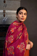 ZARASHAHJAHAN-3PC DHANAK EMBROIDERED SHIRT WITH WOOL PRINTED SHAWL AND TROUSER-BIC-4121