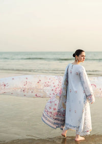 QALAMQAR - 3PC LAWN EMBROIDERED SHIRT WITH MONARK PRINTED DUPATTA AND TROUSER-BIC-3663
