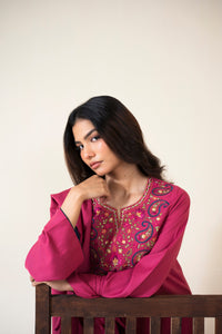 ASLING-3PC DHANAK EMBROIDERED SHIRT WITH DHANAK EMBROIDERED SHAWL AND TROUSER-BIC-4420