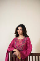ASLING-3PC DHANAK EMBROIDERED SHIRT WITH DHANAK EMBROIDERED SHAWL AND TROUSER-BIC-4420