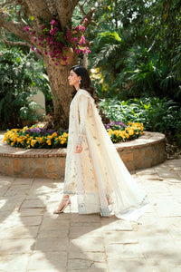 QALAMQAR - 3PC LAWN EMBROIDERED SHIRT WITH NET EMBROIDERED DUPATTA AND TROUSER -BIC-3801