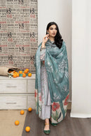 URGE-3PC DHANAK EMBROIDERED SHIRT WITH COUTRAI WOOL PRINTED SHAWL & EMB TROUSER-BIC-4007