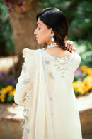 QALAMQAR - 3PC LAWN EMBROIDERED SHIRT WITH NET EMBROIDERED DUPATTA AND TROUSER -BIC-3801