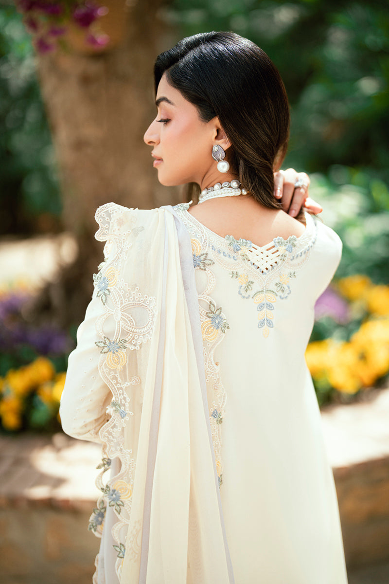 QALAMQAR - 3PC LAWN EMBROIDERED SHIRT WITH NET EMBROIDERED DUPATTA AND TROUSER -BIC-3801