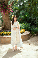 QALAMQAR - 3PC LAWN EMBROIDERED SHIRT WITH NET EMBROIDERED DUPATTA AND TROUSER -BIC-3801