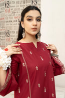 URGE-3PC DHANAK EMBROIDERED SHIRT WITH COUTRAI PRINTED SHAWL AND EMB TROUSER-BIC-4059