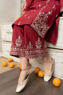 URGE-3PC DHANAK EMBROIDERED SHIRT WITH COUTRAI PRINTED SHAWL AND EMB TROUSER-BIC-4059
