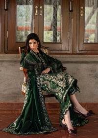 SAPPHIRE-3PC DHANAK EMBROIDERED SHIRT WITH DHANAK EMBROIDERED SHAWL AND TROUSER-BIC-4413