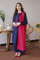 AISLING - 3PC DHANAK EMBROIDERED SHIRT WITH DHANAK EMBROIDERED SHAWL -BIC-3181